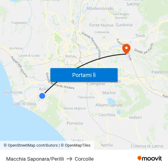 Macchia Saponara/Perilli to Corcolle map