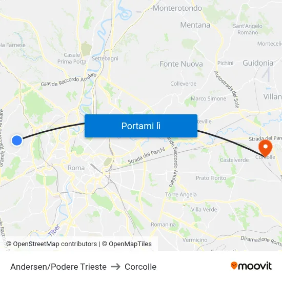 Andersen/Podere Trieste to Corcolle map