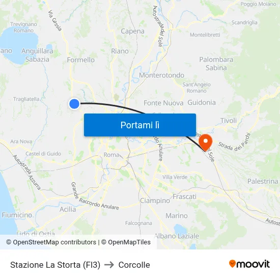 Stazione La Storta (Fl3) to Corcolle map