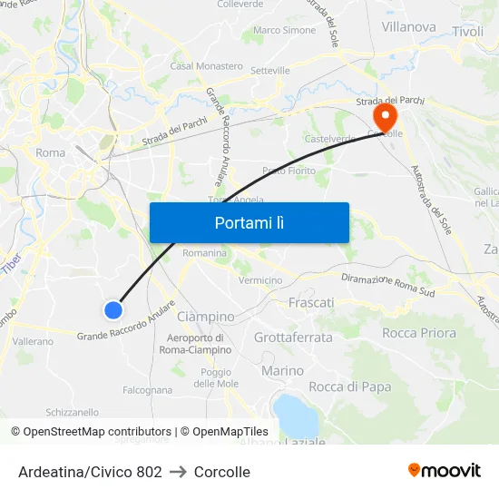 Ardeatina/Civico 802 to Corcolle map