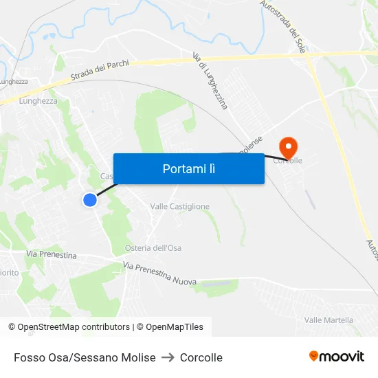 Fosso Osa/Sessano Molise to Corcolle map