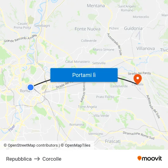 Repubblica to Corcolle map