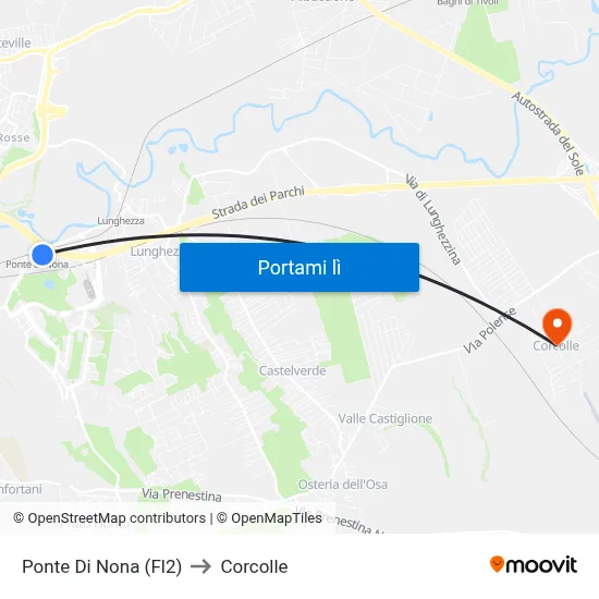 Ponte Di Nona (Fl2) to Corcolle map