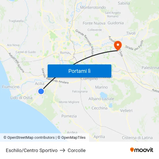 Eschilo/Centro Sportivo to Corcolle map