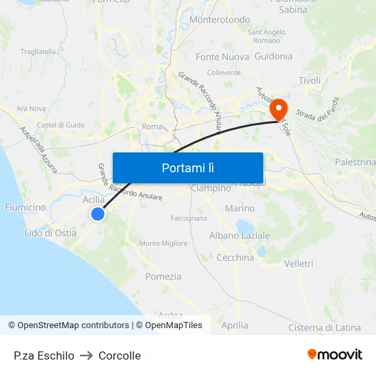 P.za Eschilo to Corcolle map