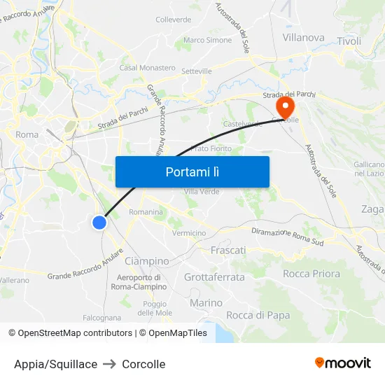 Appia/Squillace to Corcolle map