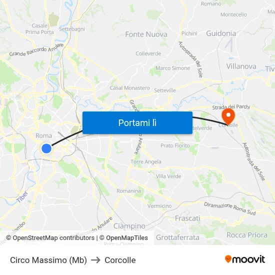Circo Massimo (Mb) to Corcolle map