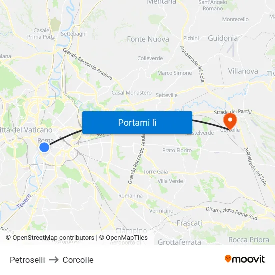 Petroselli to Corcolle map