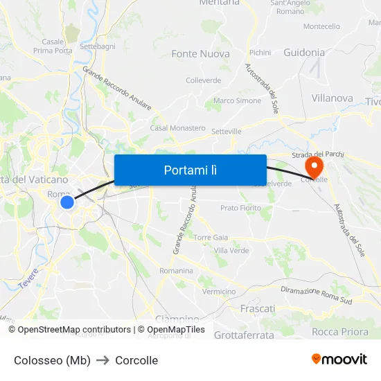Colosseo (Mb) to Corcolle map