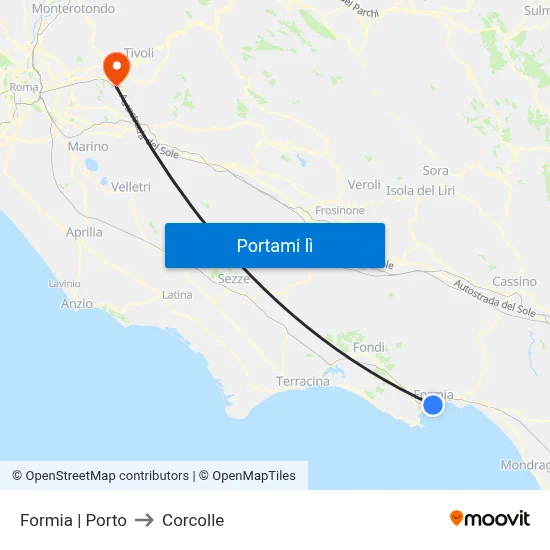 Formia | Porto to Corcolle map