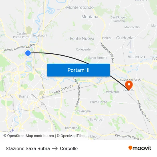 Stazione Saxa Rubra to Corcolle map