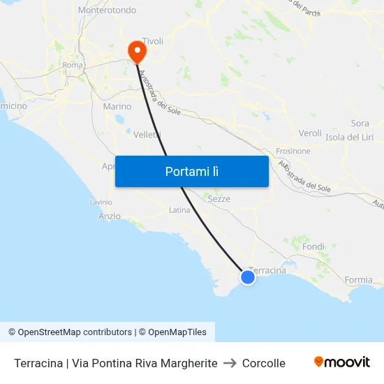 Terracina | Via Pontina Riva Margherite to Corcolle map