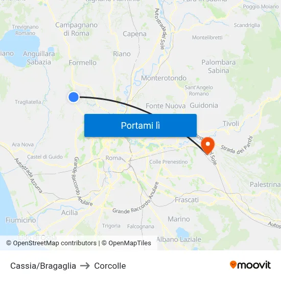 Cassia/Bragaglia to Corcolle map