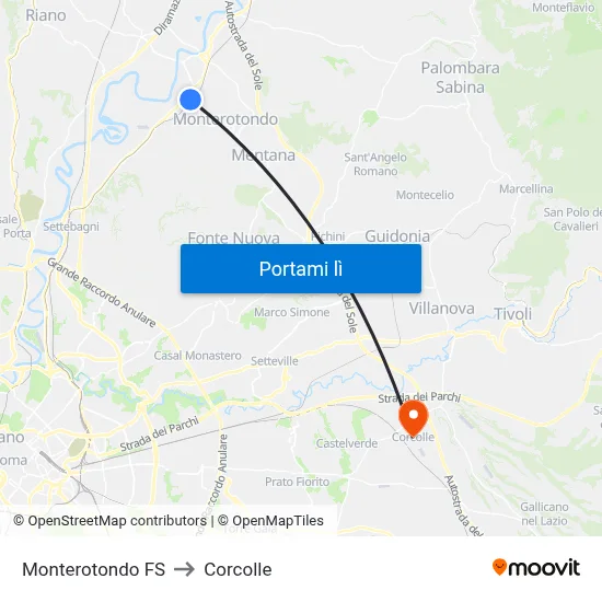 Monterotondo FS to Corcolle map