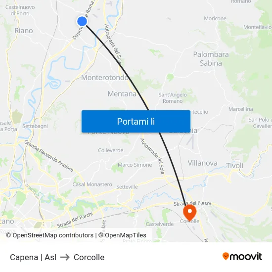 Capena | Asl to Corcolle map
