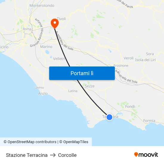 Stazione Terracina to Corcolle map