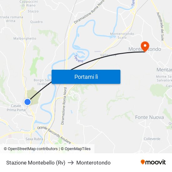 Stazione Montebello (Rv) to Monterotondo map