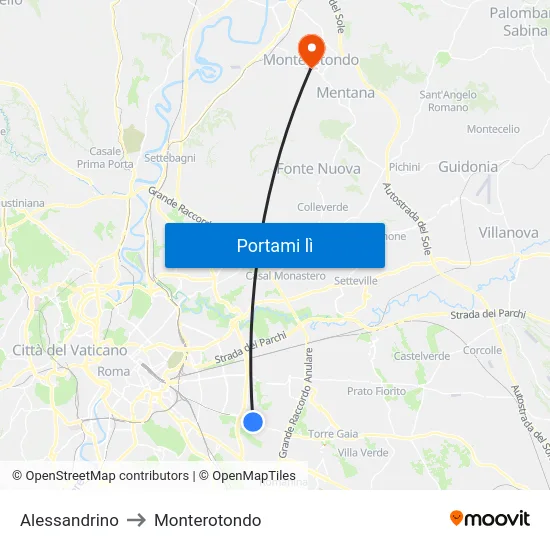 Alessandrino to Monterotondo map