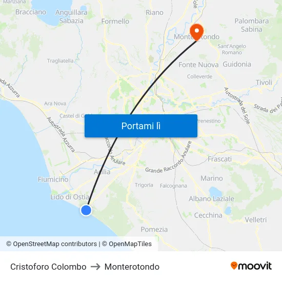 Cristoforo Colombo to Monterotondo map