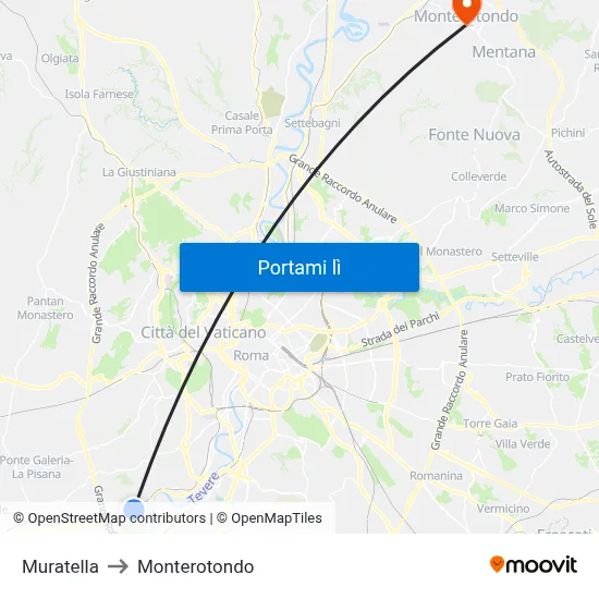 Muratella to Monterotondo map