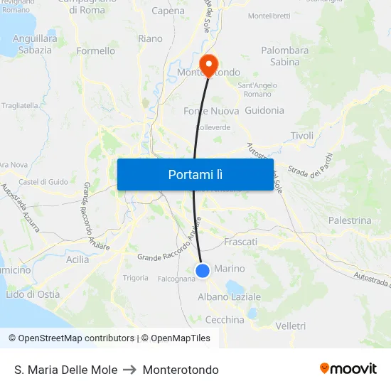 S. Maria Delle Mole to Monterotondo map
