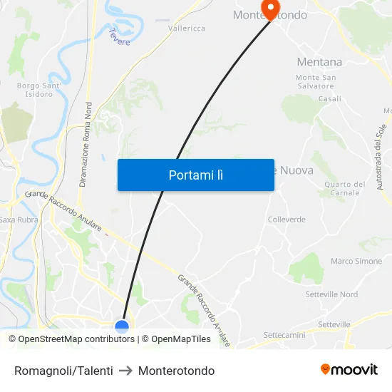 Romagnoli/Talenti to Monterotondo map