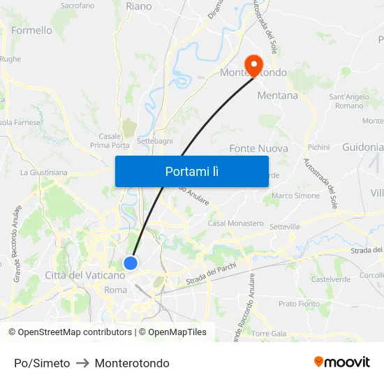 Po/Simeto to Monterotondo map