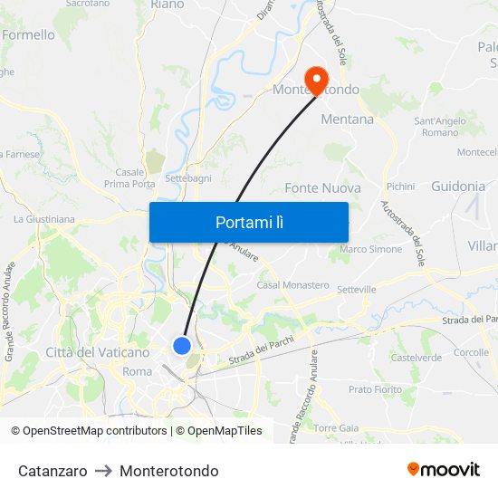 Catanzaro to Monterotondo map