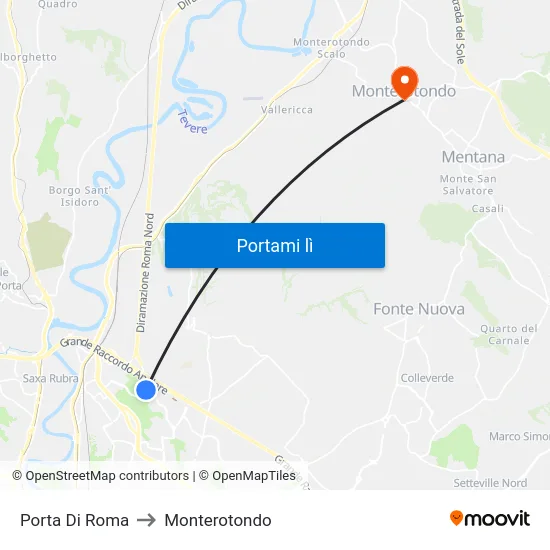 Porta Di Roma to Monterotondo map