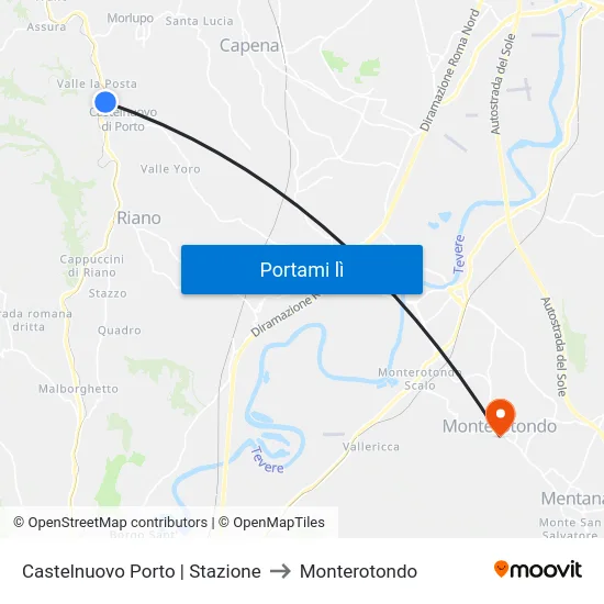 Castelnuovo Porto | Stazione to Monterotondo map
