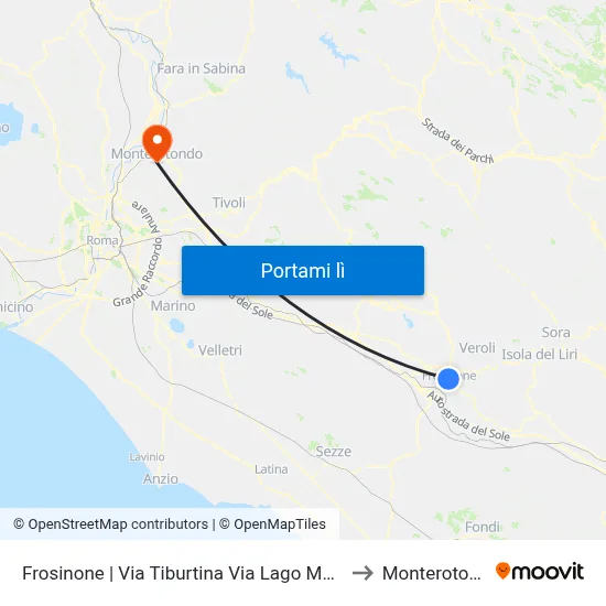 Frosinone | Via Tiburtina Via Lago Maggiore to Monterotondo map