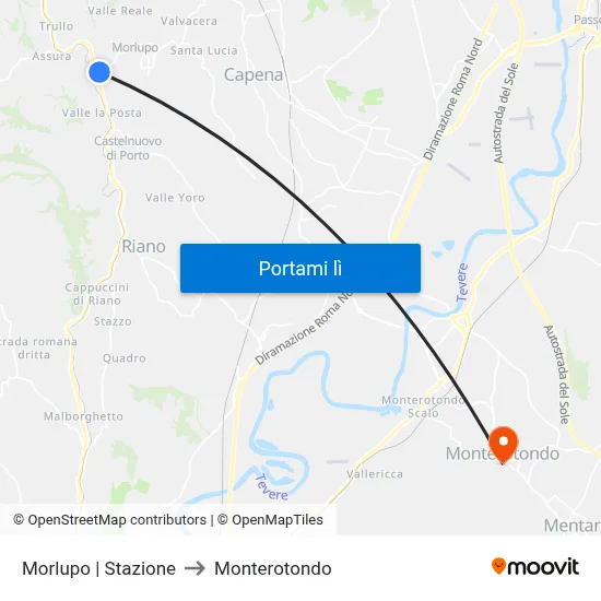 Morlupo | Stazione to Monterotondo map