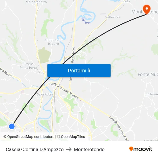 Cassia/Cortina D'Ampezzo to Monterotondo map