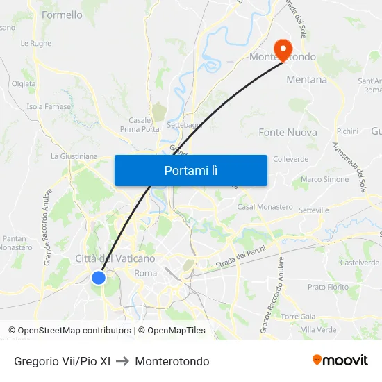 Gregorio Vii/Pio XI to Monterotondo map