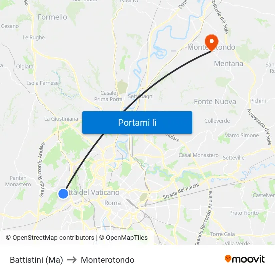 Battistini (Ma) to Monterotondo map