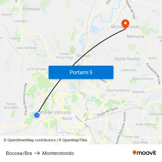 Boccea/Bra to Monterotondo map
