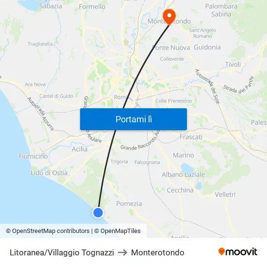 Litoranea/Villaggio Tognazzi to Monterotondo map