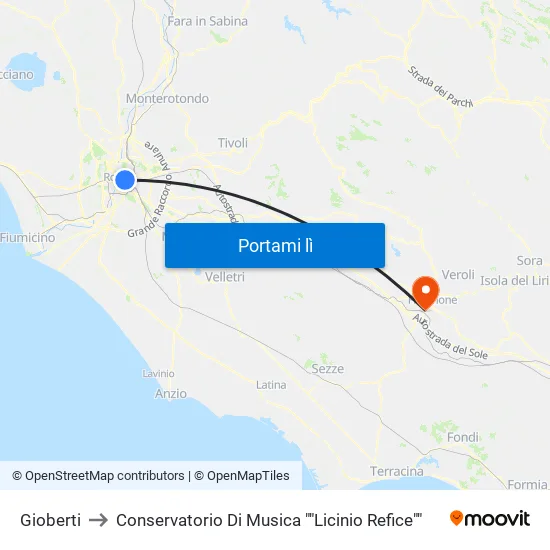 Gioberti to Conservatorio Di Musica "Licinio Refice" map