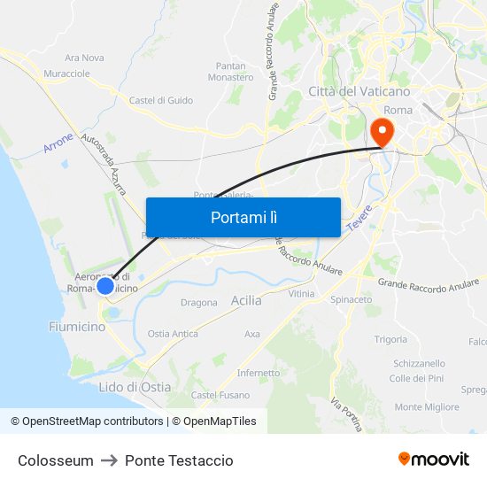 Colosseum to Ponte Testaccio map