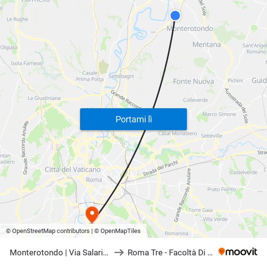 Monterotondo | Via Salaria (Zona Industriale) to Roma Tre - Facoltà Di Scienze Politiche map