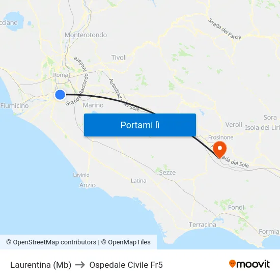 Laurentina (Mb) to Ospedale Civile Fr5 map