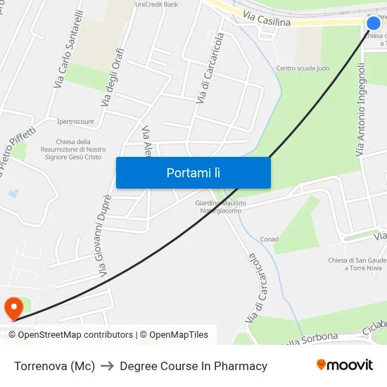 Torrenova (Mc) to Degree Course In Pharmacy map