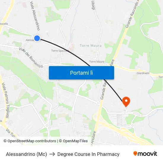 Alessandrino (Mc) to Degree Course In Pharmacy map