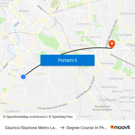Gaurico/Stazione Metro Laurentina to Degree Course In Pharmacy map