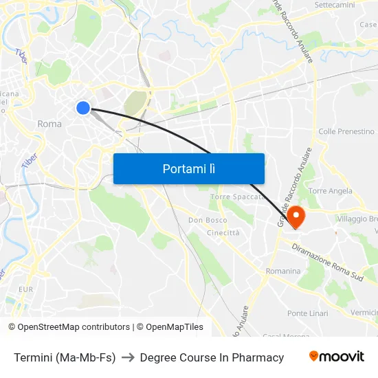 Termini (Ma-Mb-Fs) to Degree Course In Pharmacy map