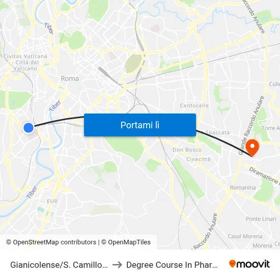 Gianicolense/S. Camillo (H) to Degree Course In Pharmacy map