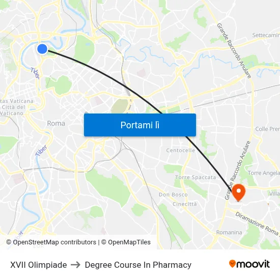 XVII Olimpiade to Degree Course In Pharmacy map