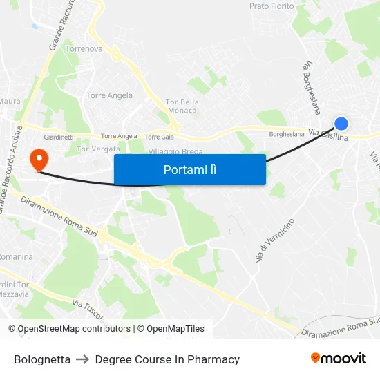 Bolognetta to Degree Course In Pharmacy map