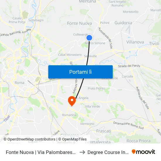 Fonte Nuova | Via Palombarese Via Santa Lucia to Degree Course In Pharmacy map