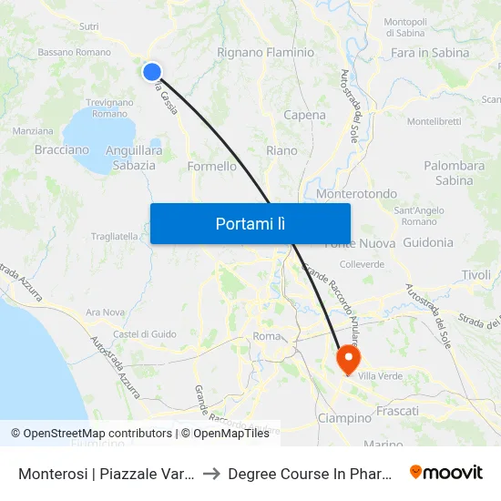 Monterosi | Piazzale Varisco to Degree Course In Pharmacy map